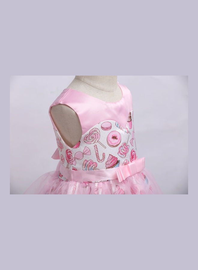 Mesh Princess Lace Dress Pink