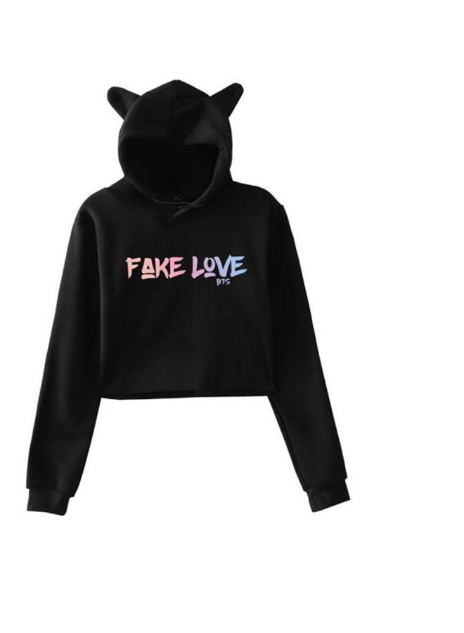 Bulletproof Youth Group Fake Love Peripheral Cat Ears Crop Collars Lovely Hooded Hooded For Women Black