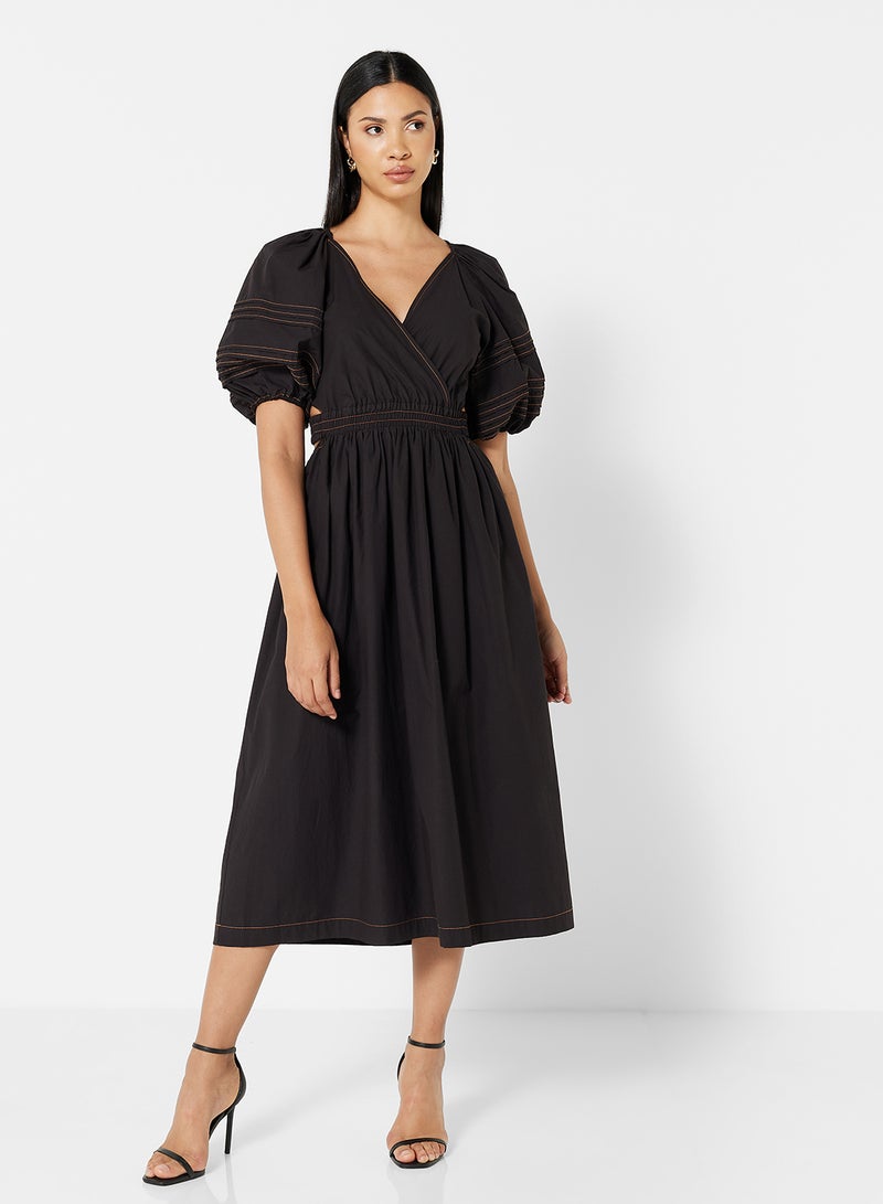 Cut-Out Detail A-Line Dress Black