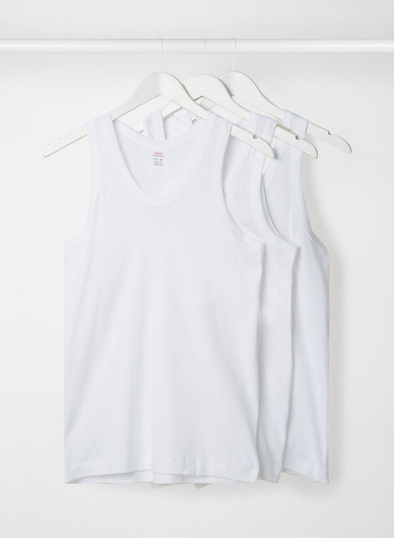 3 Pack Basic Plain Undershirts White