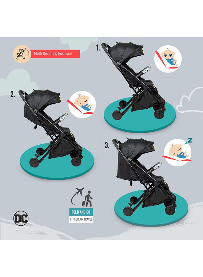 Batman Travel Stroller 0 - 36 Months, Compact Design, Storage Basket, Rear Breaks, Travel Compatible, Trolley Handle