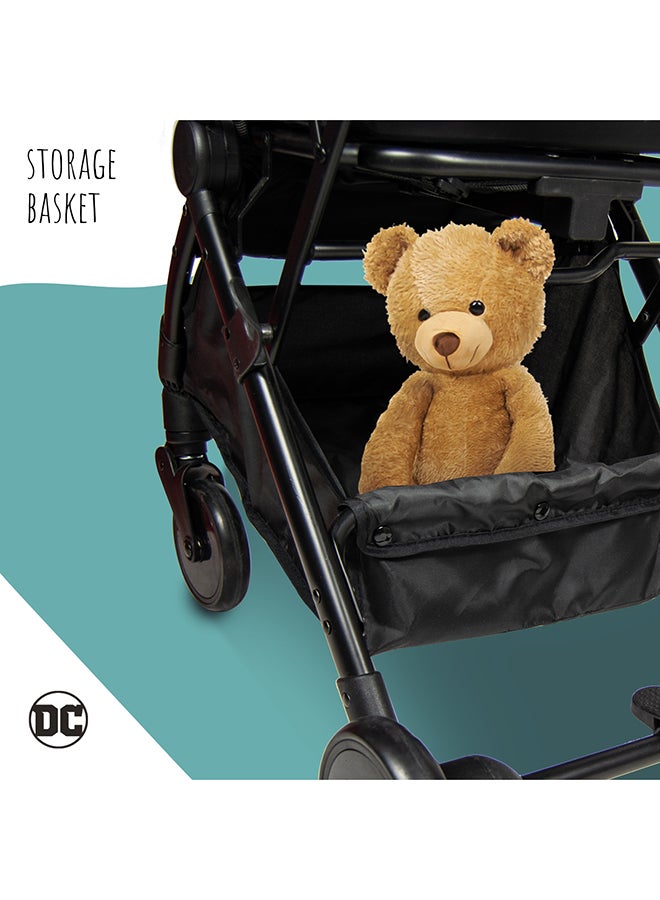 Batman Travel Stroller 0 - 36 Months, Compact Design, Storage Basket, Rear Breaks, Travel Compatible, Trolley Handle