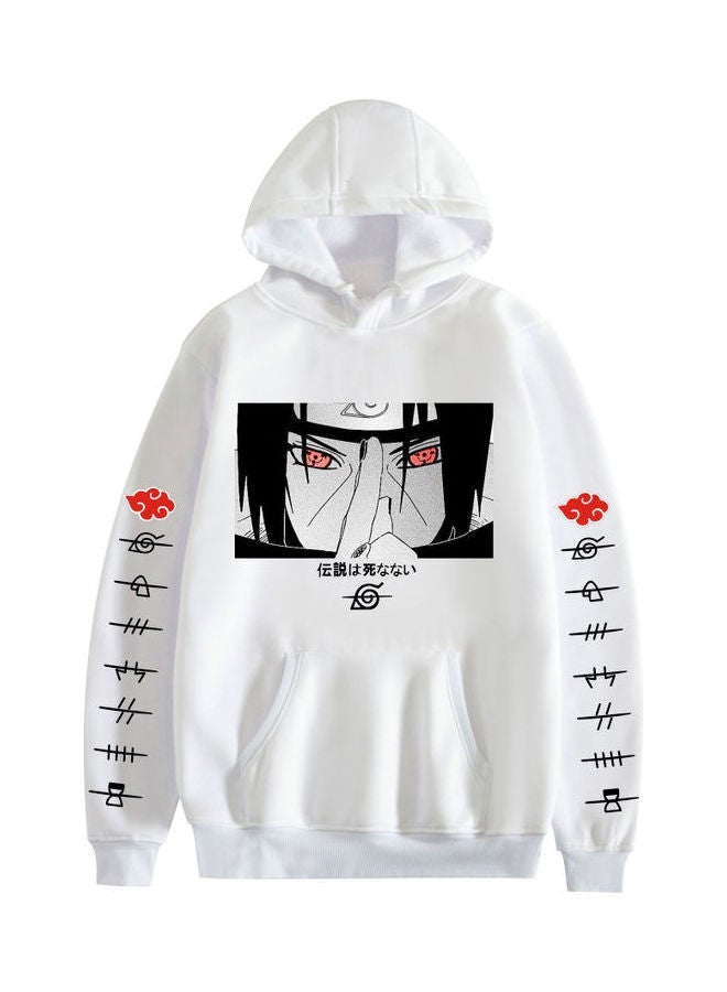 Printed Long Sleeves Hoodie White/Black/Red