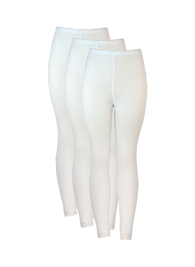 3 -Pieces Full Length Inner Leggings White