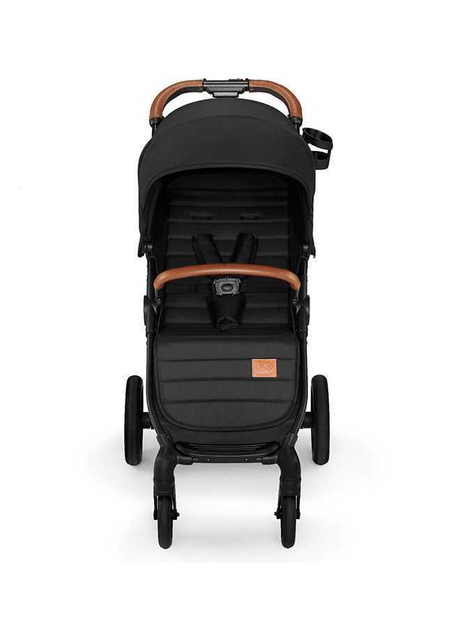 Grande Stroller - Black, Reclining, Foldable, Multi-level Backrest Adjustment, 5-Point Saftey Belts, With Large Shopping Bag, Large Canopy, Suitable for 0+ months