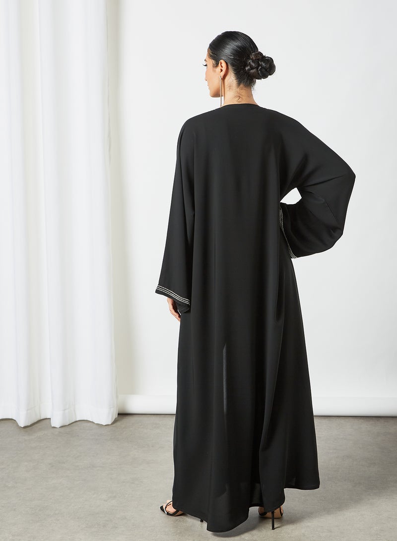 Stone Embellished Abaya Black