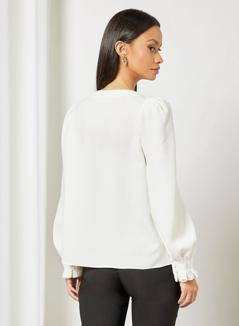 Classic V Neck Blouse White