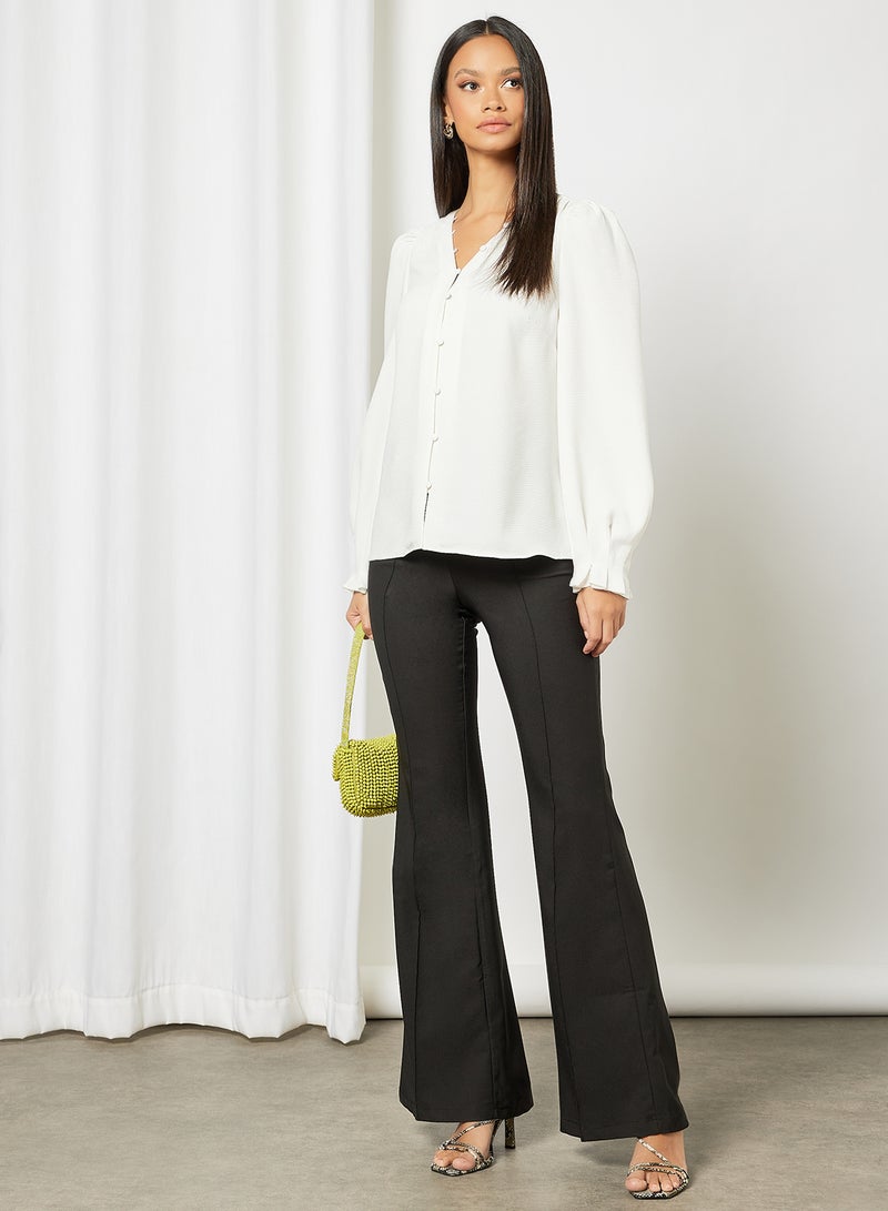 Classic V Neck Blouse White