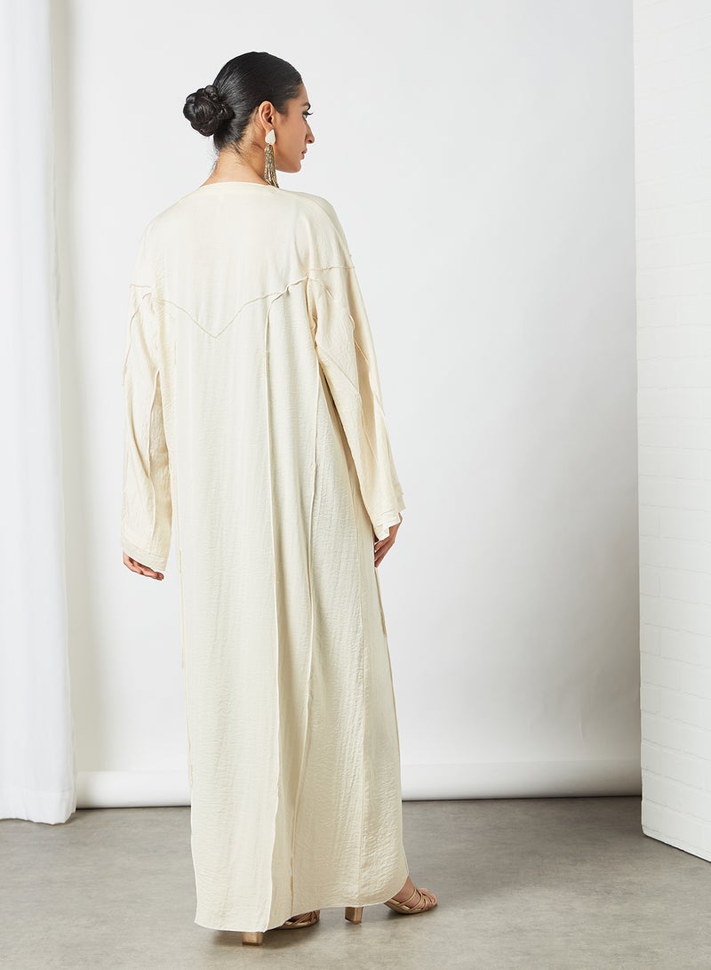 Piping Detailed Abaya Beige