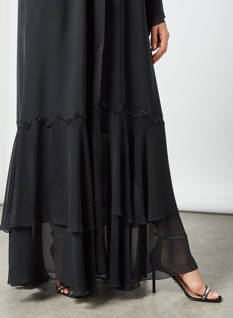 Stone Embellished Abaya Black