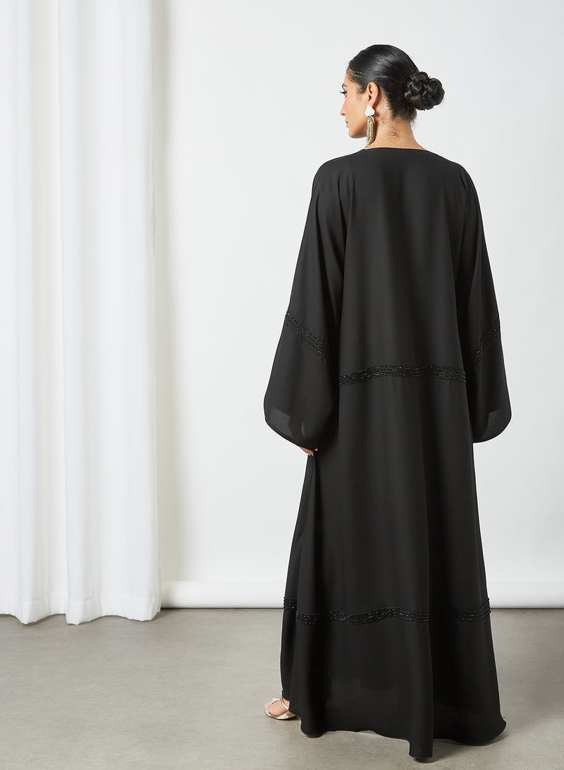 Stone Embellished Abaya Black