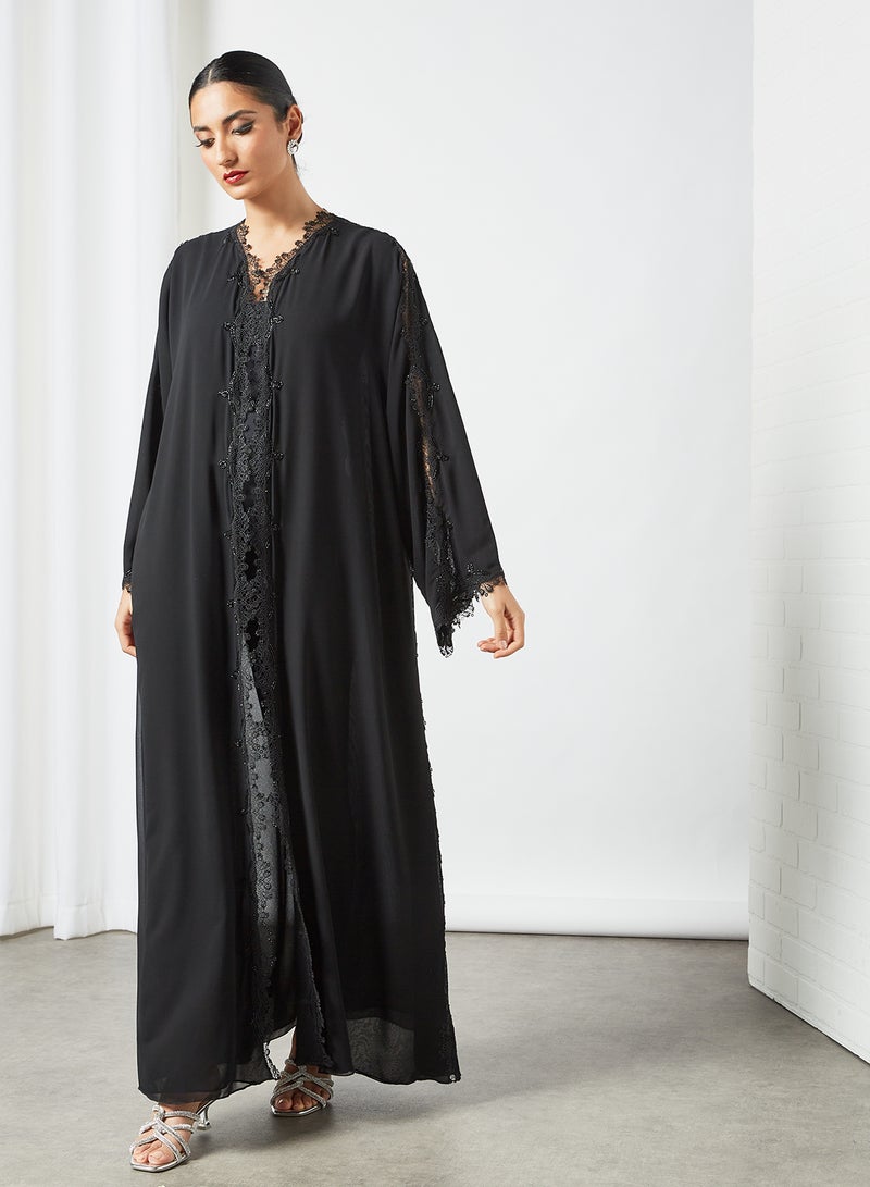 Lace Detailed Abaya Black
