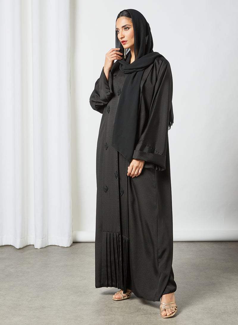 Stone Embellished Abaya Black