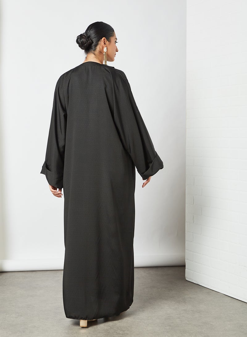 Stone Embellished Abaya Black
