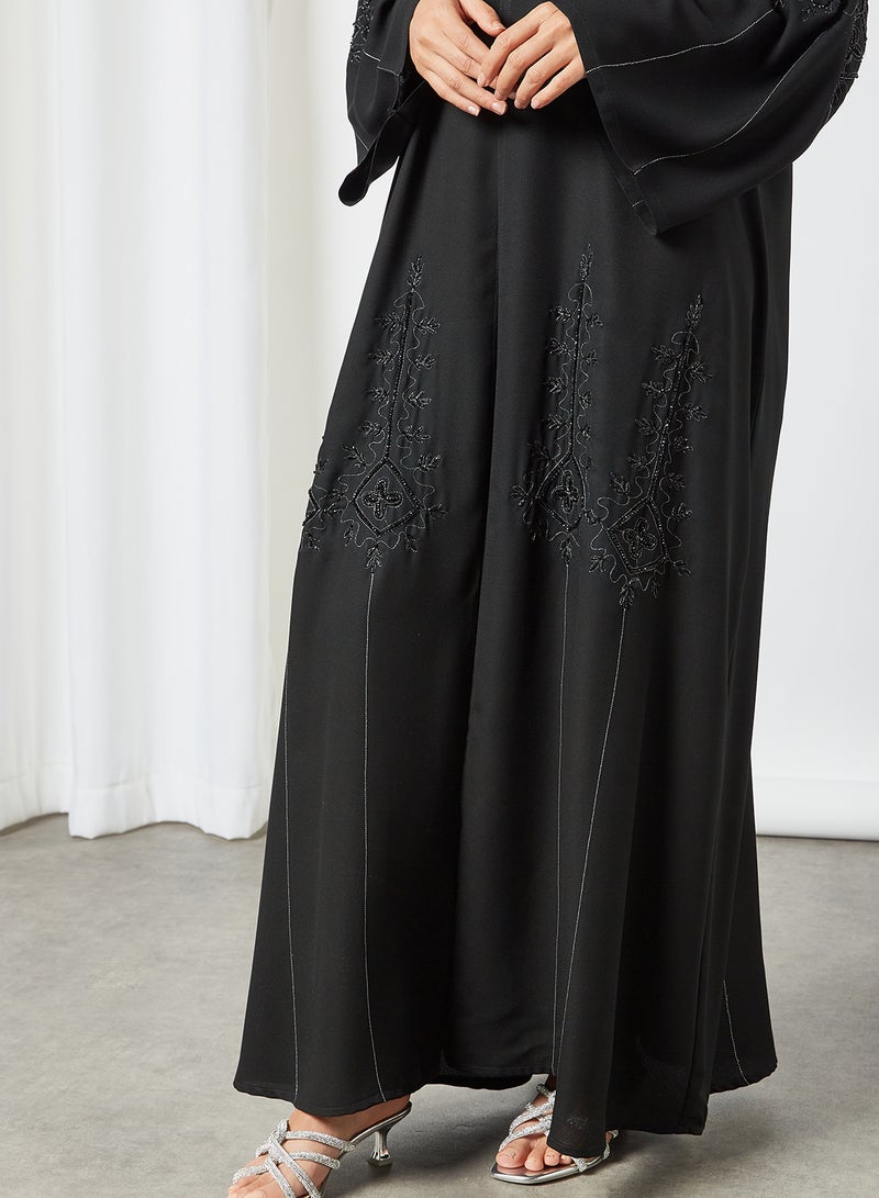 Stone Embellished Abaya Black
