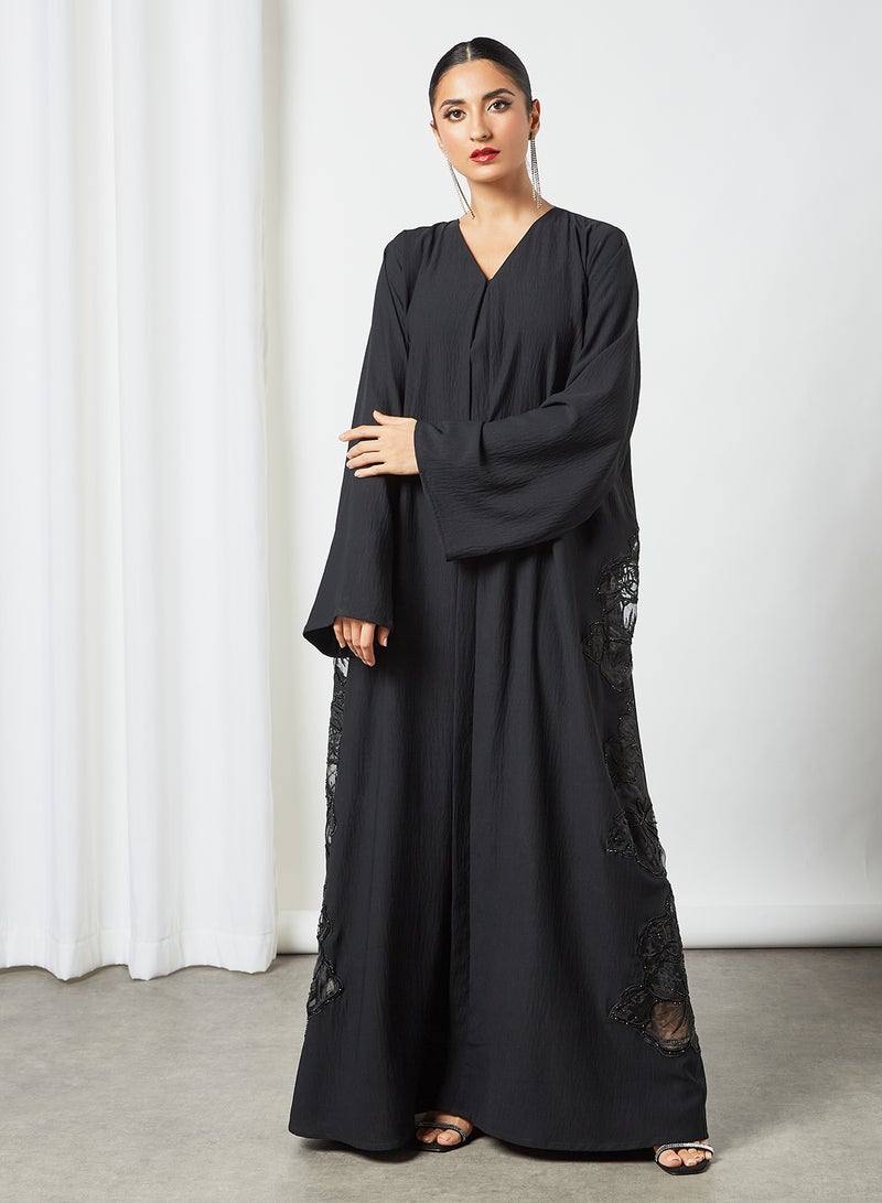 Lace Detailed Abaya Black