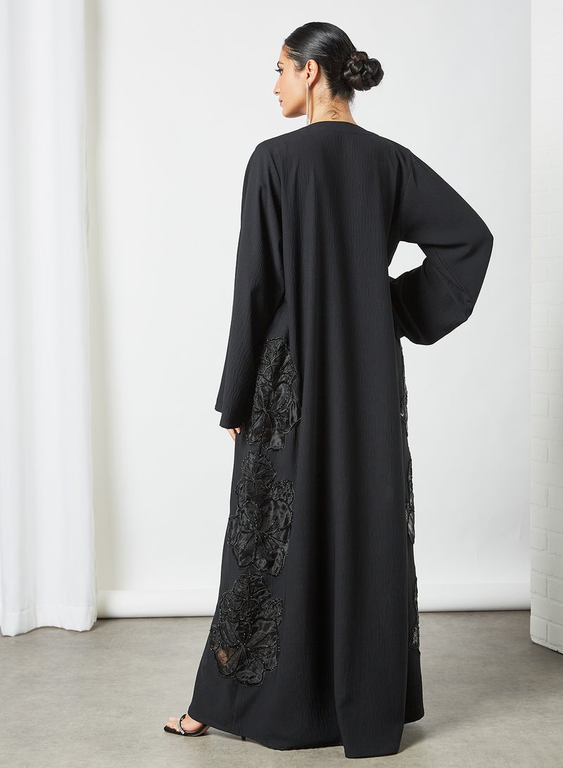 Lace Detailed Abaya Black