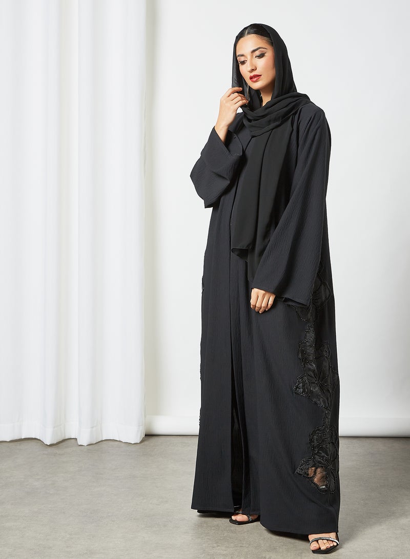 Lace Detailed Abaya Black