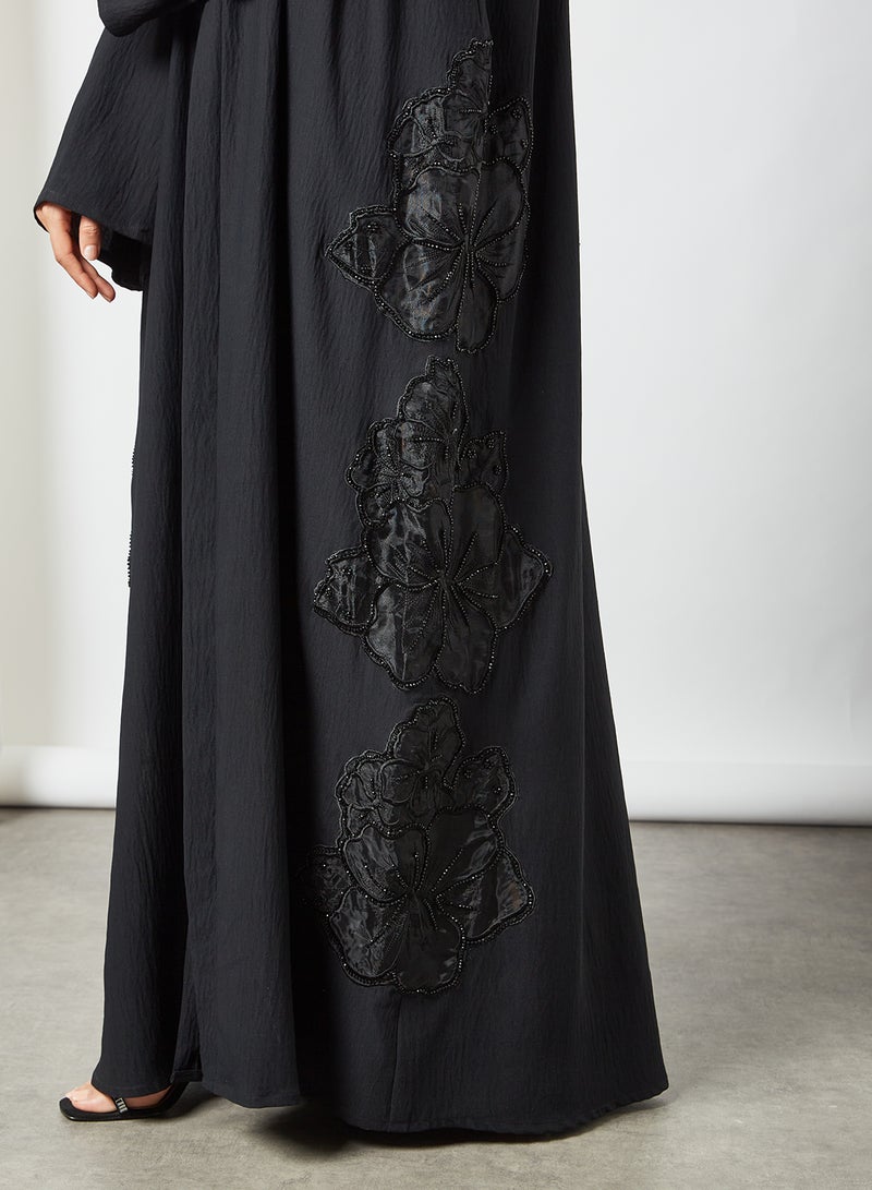 Lace Detailed Abaya Black