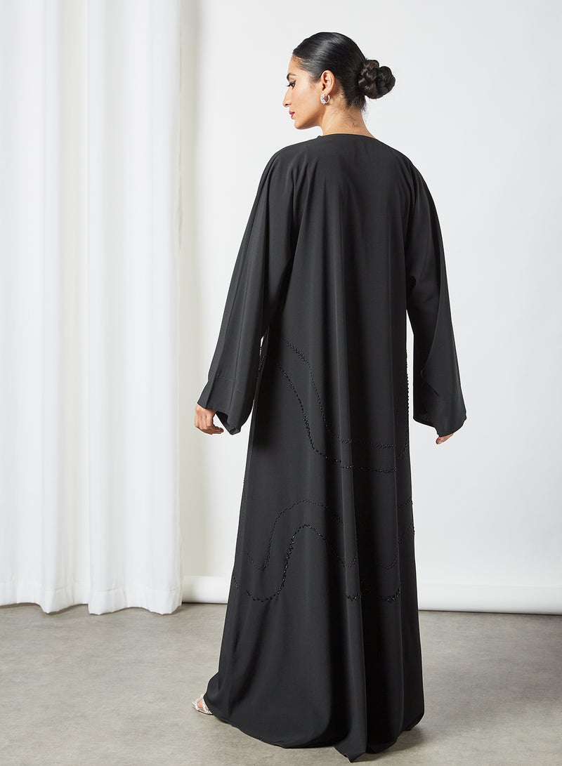 Stone Embellished Abaya Black