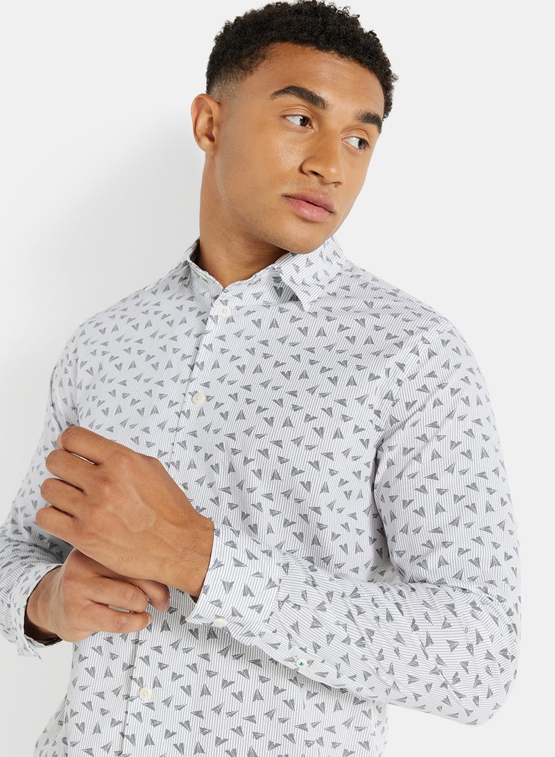 Lorev Paper-Plane Print Shirt White