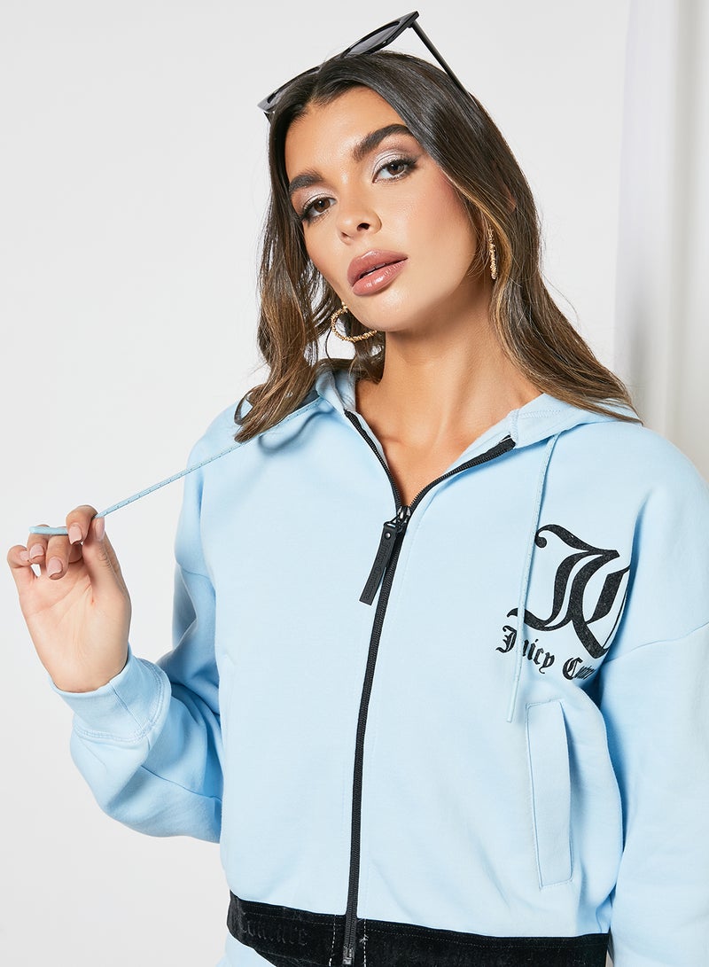 Logo Zip Through Jacket Blue