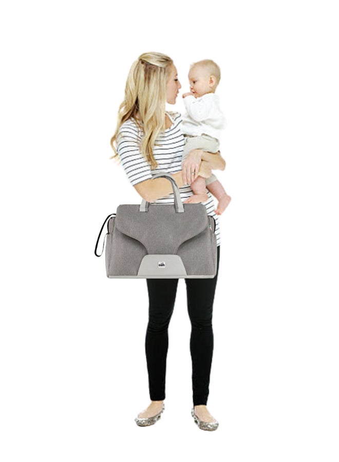 Celine Baby Changing Bag, Larges Bag With Multifunction, Travel Bag, On The Go, Convertible, Mum And Dad Bag, Diaper Bag, Bag Bottle Holder, Hospital Baby Bag, Waterproof, Insulated Packet - Grey