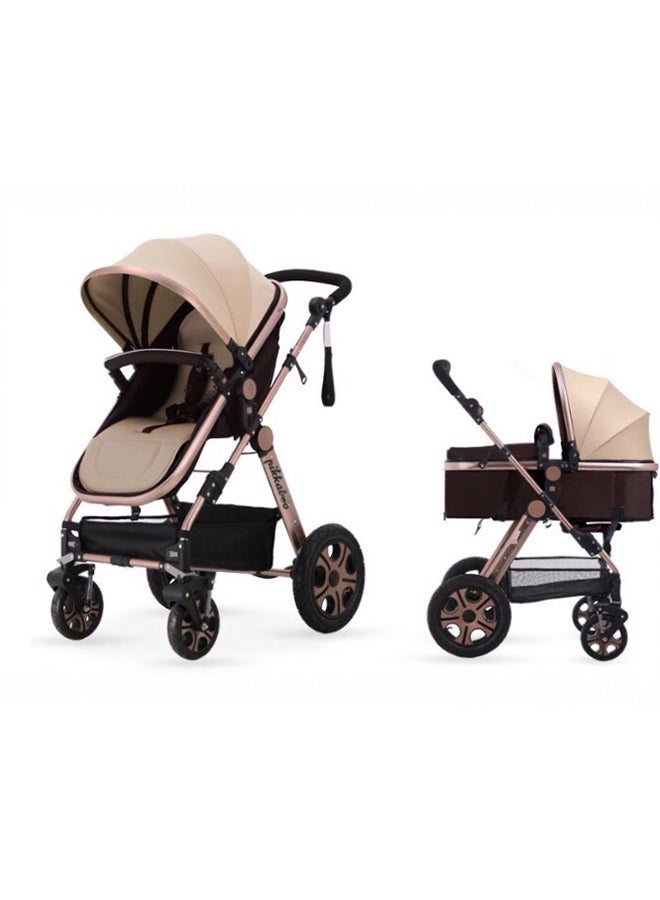 2in1 Baby Stroller With Beige Canopy