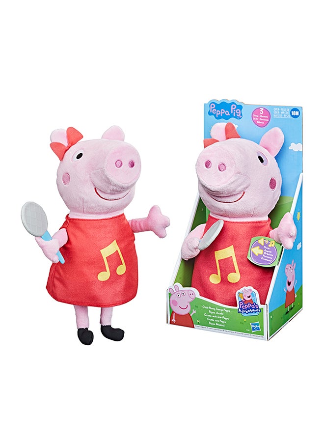 Peppa  Oink-Along Songs Peppa Singing Plush Doll with Sparkly Red Dress and Bow, Sings 3 Songs Inspired by the TV Series, Ages 3 and up