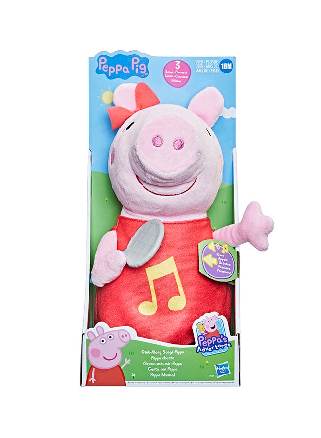 Peppa  Oink-Along Songs Peppa Singing Plush Doll with Sparkly Red Dress and Bow, Sings 3 Songs Inspired by the TV Series, Ages 3 and up