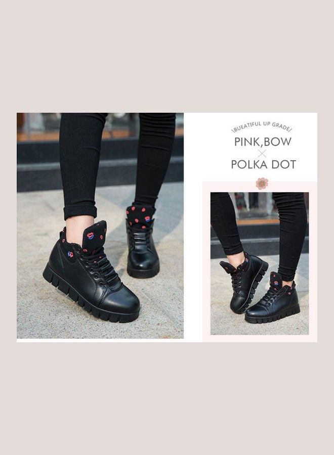 Winter Flat Lace-Up Casual Boots Black