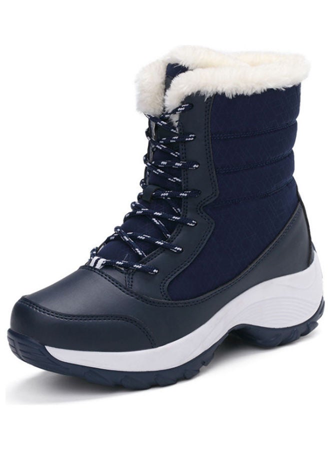 Solid High-Top Warm Ankle Boots Blue