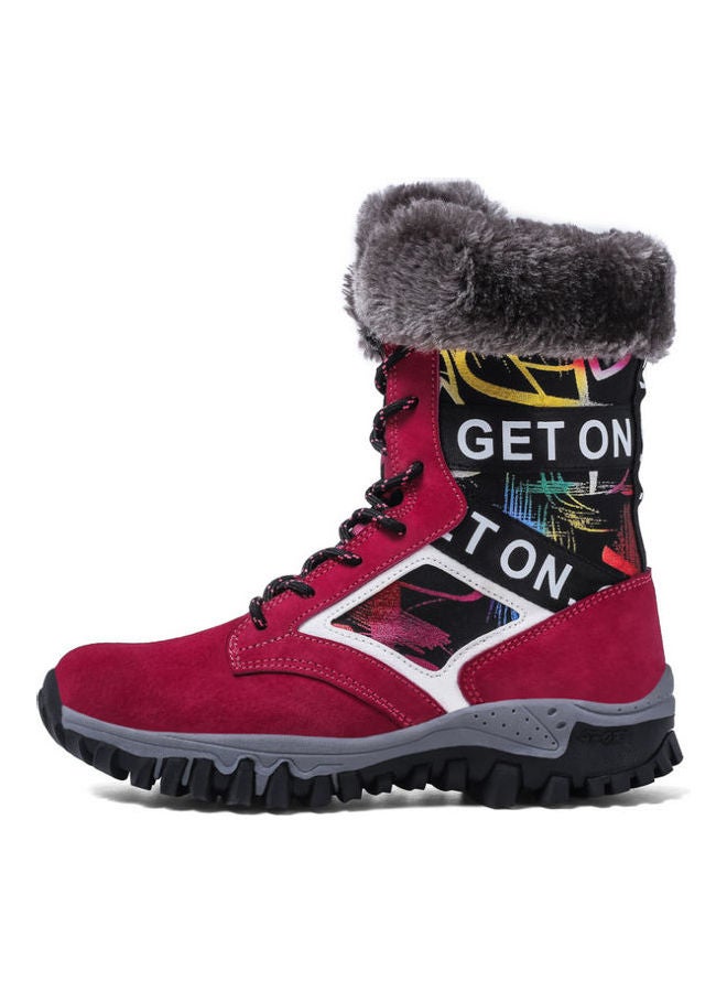 Waterproof Effect Warm And Light Snow Boots Red/Black/White
