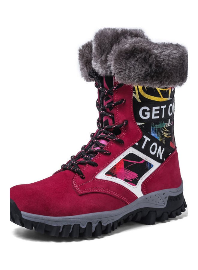Waterproof Effect Warm And Light Snow Boots Red/Black/White