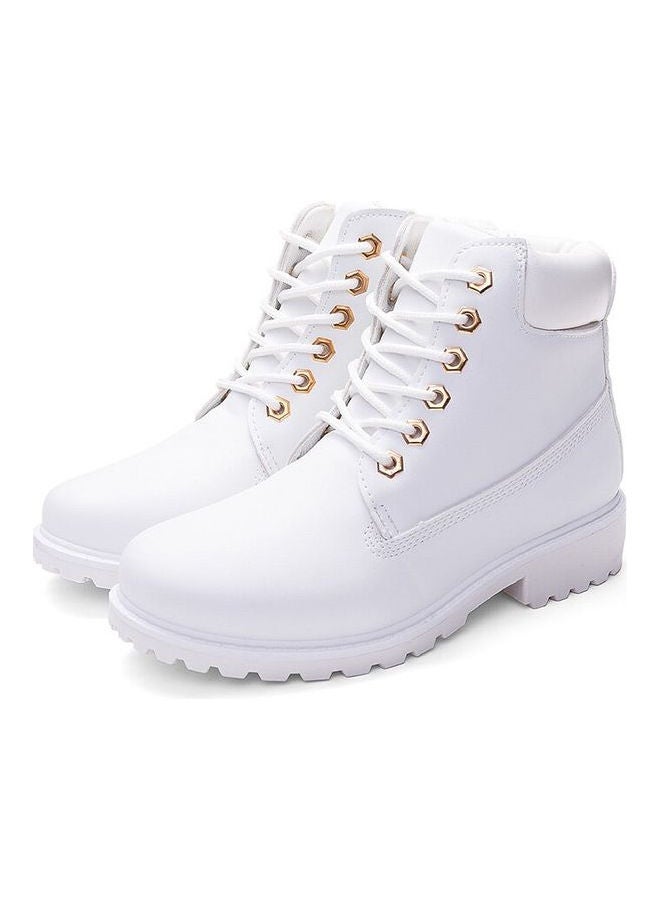 Low Heel Ankle Boot White