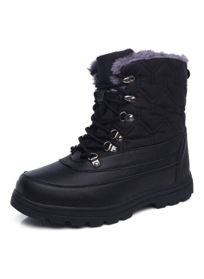 Waterproof High Tube Lace-Up Boots Black