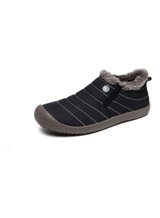 Waterproof Plush Slip-On Snow Boots Black/Brown