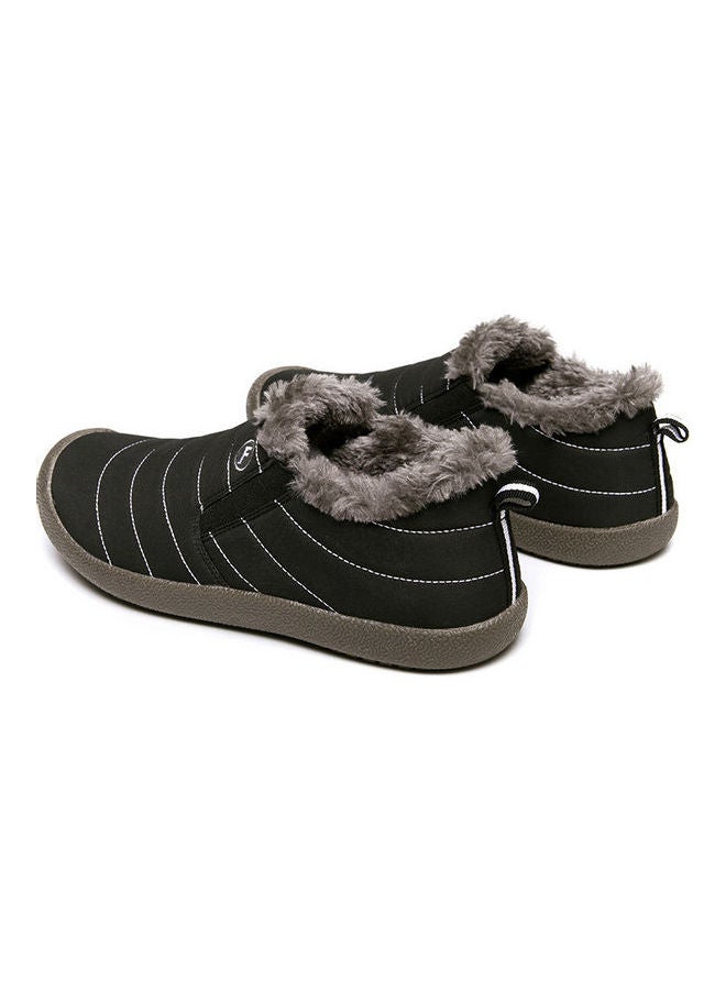 Waterproof Plush Slip-On Snow Boots Black/Brown