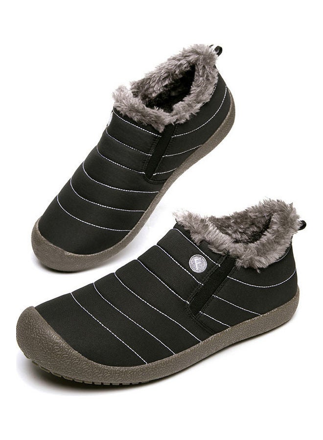 Waterproof Plush Slip-On Snow Boots Black/Brown