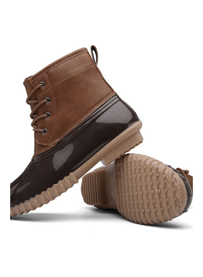 Round Top Snow Lace-Up Boots Light Brown