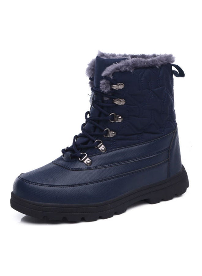 Waterproof High Tube Lace-Up Boots Blue/Black