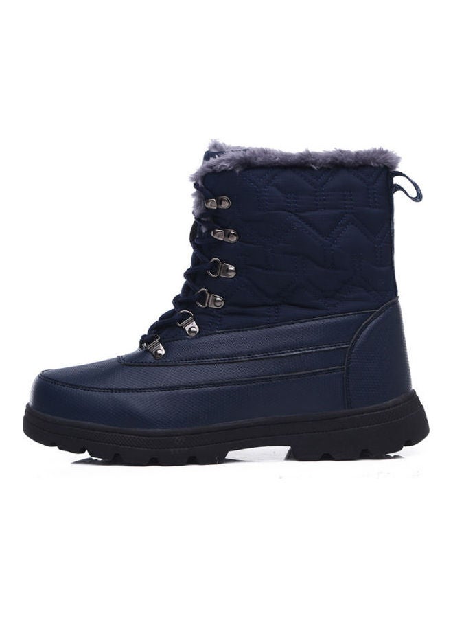 Waterproof High Tube Lace-Up Boots Blue/Black