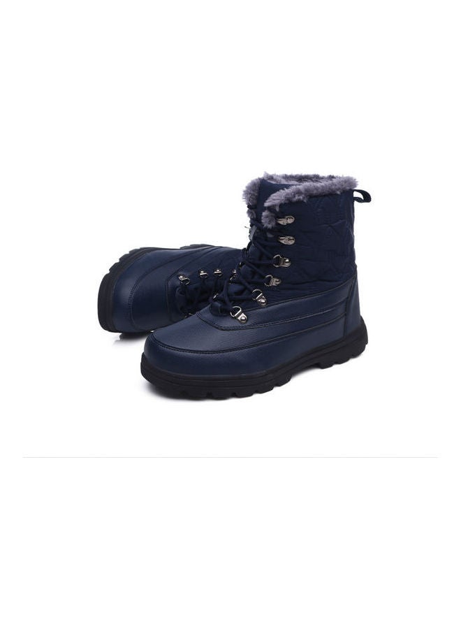 Waterproof High Tube Lace-Up Boots Blue/Black