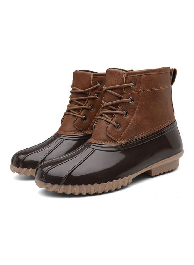 Round Top Snow Lace-Up Boots Dark Brown