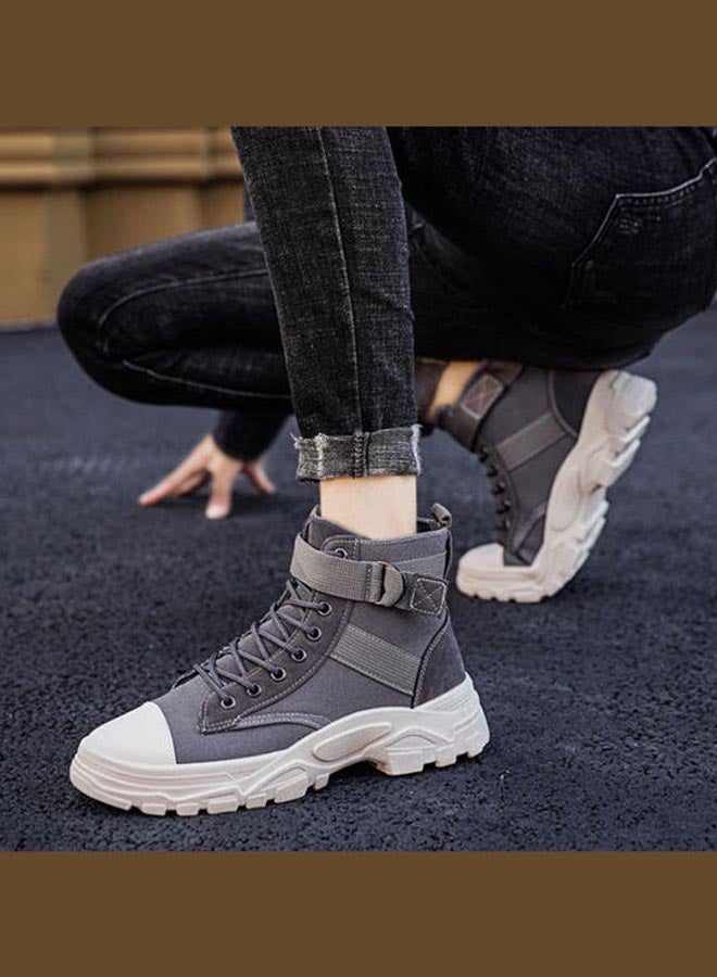 Autumn Korean Fashion High Top Martin Boots Grey