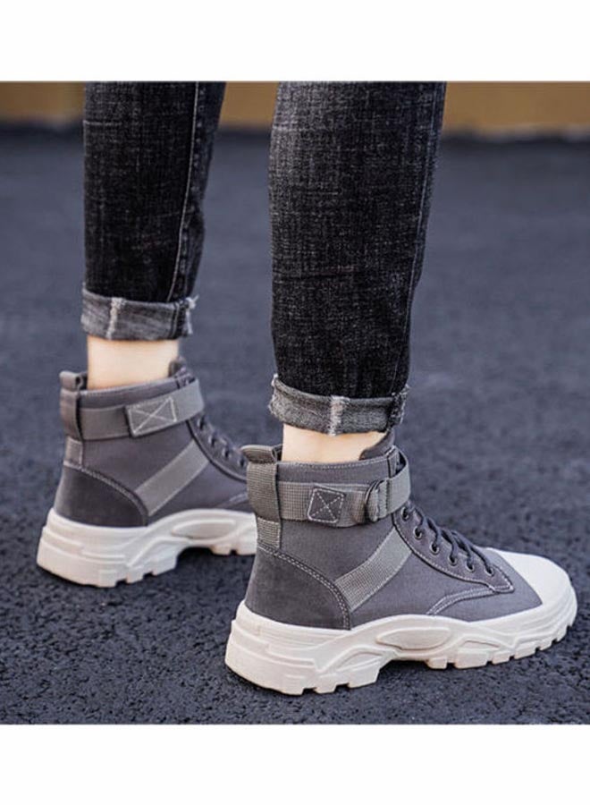 Autumn Korean Fashion High Top Martin Boots Grey