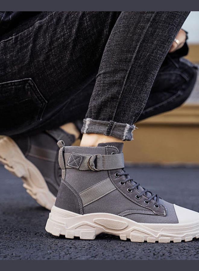 Autumn Korean Fashion High Top Martin Boots Grey