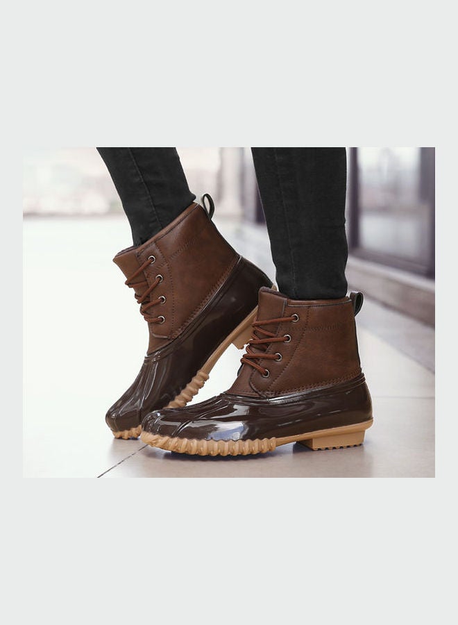 Lace-Up Casual Snow Boots Dark Brown