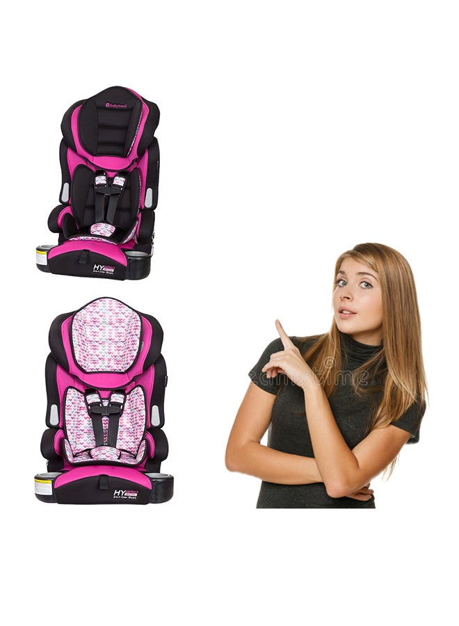 3-In-1 Hybrid Multiposition Comfortable Padded Harness Buckle Booster Car Seat For Infant - Pink/Black