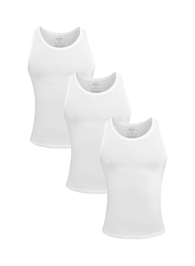 Comfortzone Round Neck Vest Pack Of 3 Undershirt Tank Top Plain White